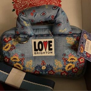 Brighton Blue and Red Floral Bandana Love Crossbody Bag